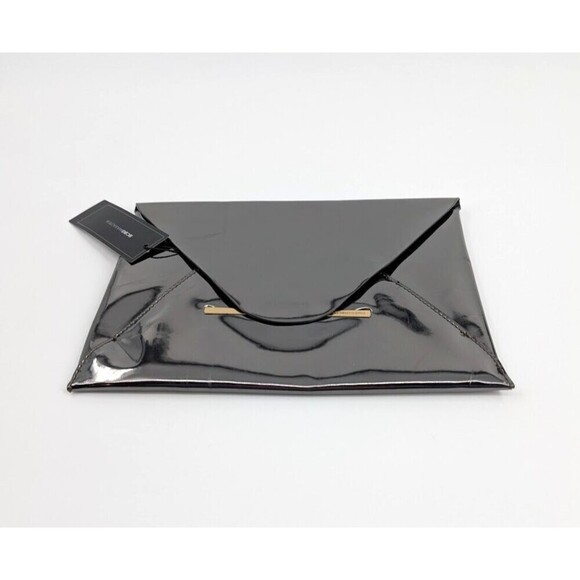 BCBGMAXAZRIA Clutch Bag Harlow Gunmetal Mirror Envelope Pouch Vegan Leather Glam - Picture 3 of 15